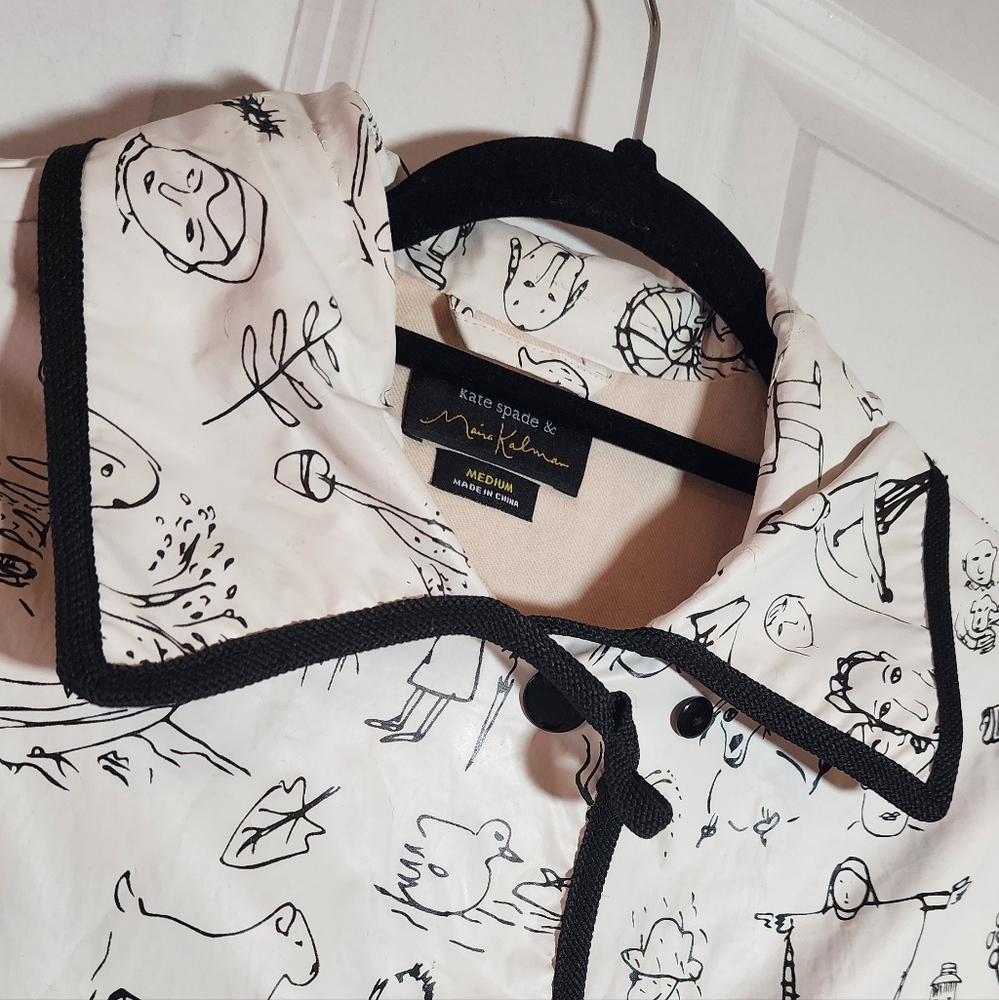 Kate Spade Maira Kalman Vintage Various Illluminations White Black Trench Rain - Picture 3 of 10